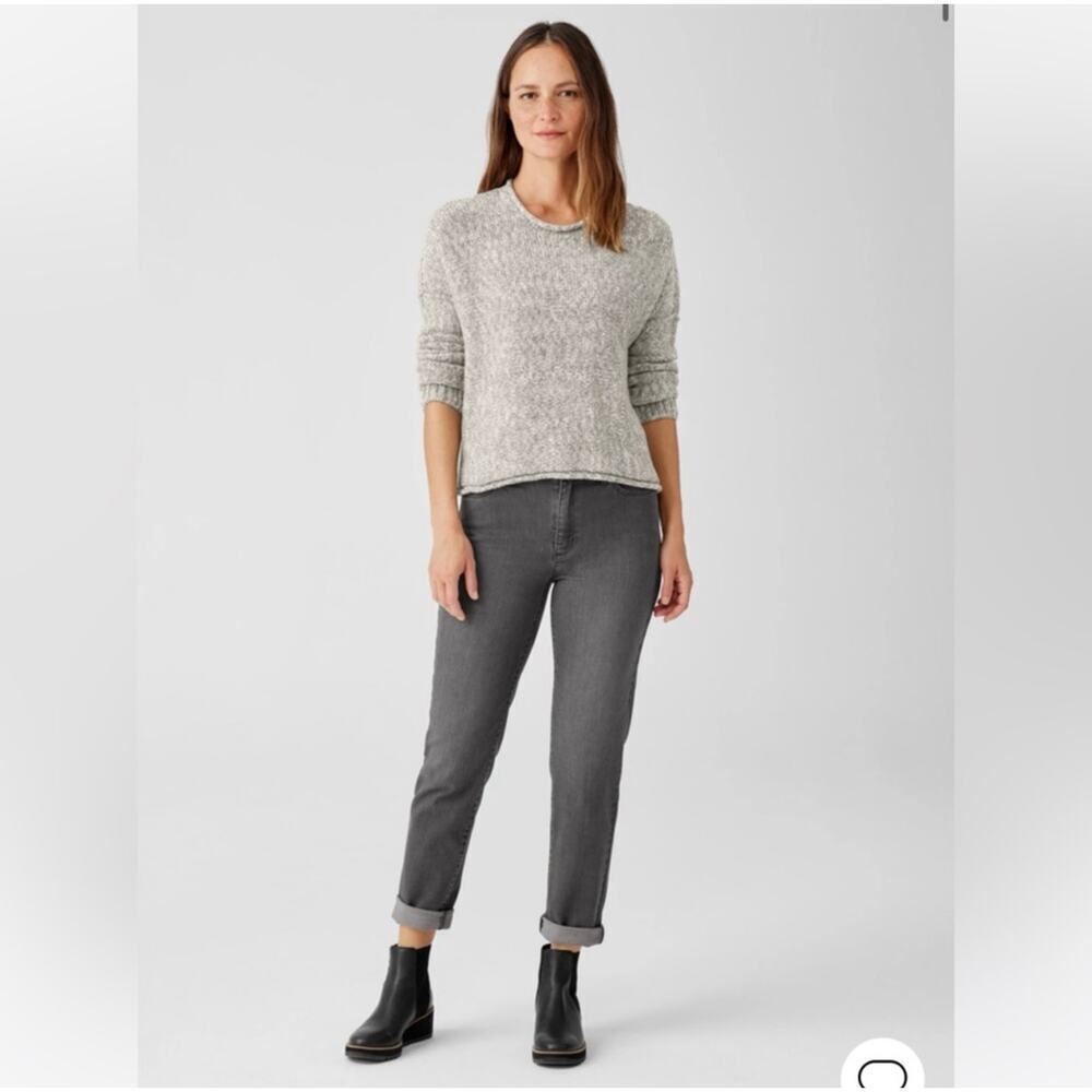 Eileen Fisher High Rise Slim Denim Jeans in Carbon Gray Womens Size M